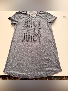 Y2K Juicy Couture Sleep Shirt Nightgown Gray Logo Soft Stretch Women’s Small